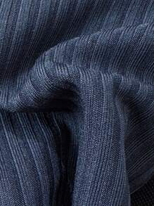 SHEIN Swim Conjunto de bikini con tela sólida y tiras metálicas en triángulo, estilo playa, para vacaciones de verano - Azul Marino - Ver 5