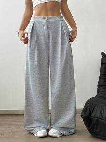 SHEIN Unity Casual Versatile Ruched Waist Relaxed Sweatpants - Grey - View 1