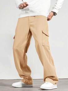 Manfinity EMRG Loose Fit Men's Solid Color Denim Jeans With Pockets