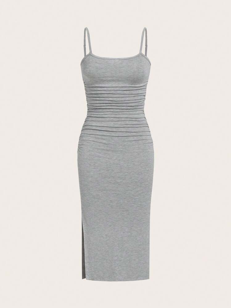 SHEIN EZwear 2pcs/Set Women's Summer Knit Fitted Slip Dress - Multicolor - View 7