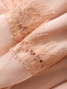 DAZY Satin Robe With Ruffled Lapel For Women Pajama - Pink - View 7