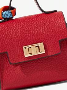 SHEIN SXY Mini Keychain Holder, Portable Small Coin Purse & Earbud Case, Bag Charm Accessories - Burgundy - View 4