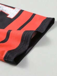 Manfinity EMRG Men's Letter Print V-Neck Casual Short Sleeve T-Shirt Jersey Streetwear - Black - View 5