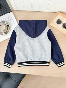 SHEIN 1 szt. Młodzieżowa Akademia Casualowa Wygodna Moda Minimalistyczna Praktyczna Wszechstronna Kurtka z kapturem z nadrukiem angielskim Termiczna podszewka, Nadaje się do codziennego noszenia, szkoły, wycieczek, sportu, jesień/zima