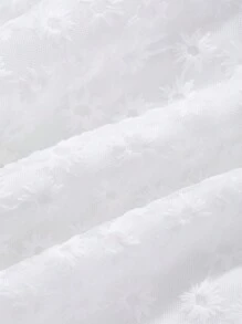 DAZY 女士和女孩休闲无袖蕾丝拼布衬衫娃娃装上衣 - 白色 - 查看 7