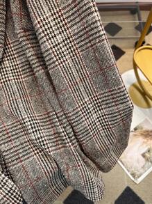 SHEIN Clasi 大码女式休闲千鸟格图案翻领长袖西装外套，秋季