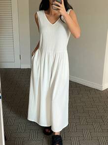 DAZY 简约无袖宽松阔腿连体睡衣 - 白色 - 查看 4