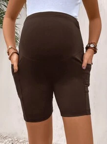 SHEIN Mallas simples de unicolor casual diario para maternidad
