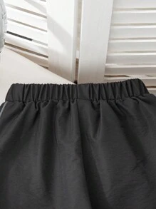 SHEIN Young Boy Retro Fashion Loose Straight Leg Drawstring Casual Versatile Hiphop Street Wide Leg Pants, Summer - Dark Grey - View 3