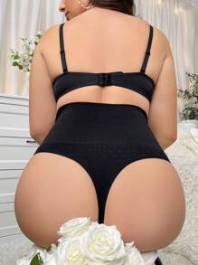 Plus Size Solid Color Shaping Bodysuit, Fashionable Tummy Control Underwear