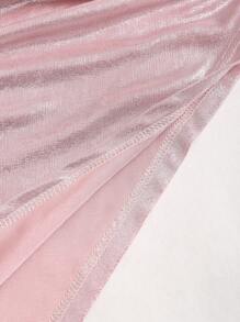 Sweetra 性感扭纹前部不对称肩部修身女式 T 恤，百搭街头时尚设计 - 粉色 - 查看 4