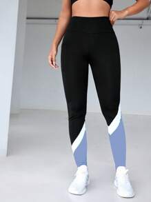 Easithlete Women Contrast Color Pocket Casual Fitness Leggings - Multicolor - View 4