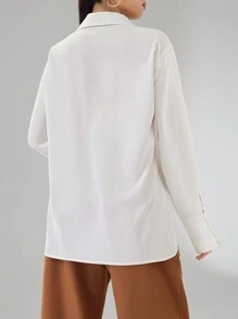 Modelyn 女士优雅亮片花卉装饰衬衫 - 白色 - 查看 5