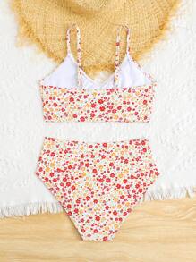 Tween Girl Ditsy Floral Beach Swimwear Set - Multicolor - View 2