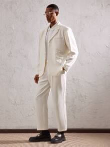 AKNOTIC Business Casual Chaqueta casual de traje asimétrica para hombre con mangas raglán, de tela tejida blanca con parches de tela con grabado de cristal rhinestone, parches de color contrastante, adecuada para uso diario, vacaciones, bodas, fiestas, regalo de graduación, primavera/verano