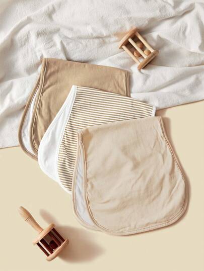 3pcs/Set Newborn Baby Burp Cloths, Neutral Solid Color & Striped, Soft & Breathable, Absorbent