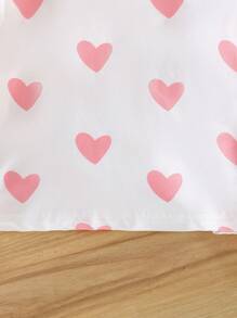SHEIN Set de 4 piezas Blusa casual de bebé niña de unicolor con estampado de corazón y mangas abullonadas - Multicolor - Ver 5