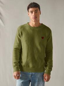 Manfinity VCAY Men's Solid Color Long Sleeve Sweater, Minimalistic, Casual, Everyday Wear