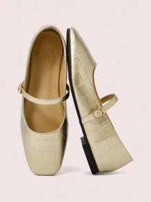 CUCCOO DOLLMOD Women's Solid Color Casual Flat Loafers, Everyday Wear Spring Shoes Spring Break Easter - Gold - View 2