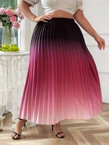 Celure 大码女式褶皱渐变色宽松休闲裙，春夏 - 彩色 - 查看 6