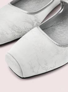 CUCCOO DOLLMOD Women Plant Pattern Square Toe Casual Slip-On Loafers For Daily Wear - Silver - View 7