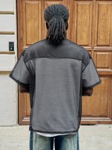 Manfinity VCAY Men's Digital Printing Mesh Panel Round Neck Short Sleeve T-Shirt - Black - View 2