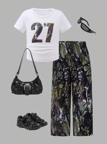 Baby Mädchen Kleinkind 0-3J Straßen Mode Camouflage Cargohose Crop Top Jersey Outfit