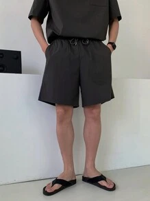 DAZY Summer Solid Grey Casual T-Shirt Set For Men - Grey - View 8