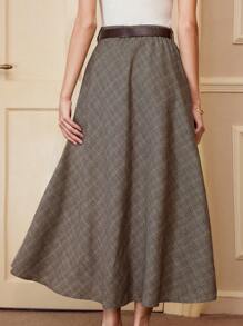 Vintamour Vintage Elegant Women High Waist Plaid A-Line Skirt With Pockets Casual Flared Skirt Valentine's Day Vacation Outfits Woman Summer Outfits For Women Valentines Birthday Skirtes For Women Skirtes For Women Elegant Valentine's Day Wedding Summer Skirtes For Women Office Wear Women Western Wear Women Business Casual Woman Wedding Guest Skirt Women Valentines Clothes Maxi Skirt Elegant Skirtes For Women Long Skirtes For Women Church Clothes Women