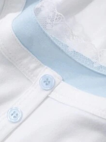 DAZY Women's Crew Neck Color Block Short Sleeve T-Shirt - White - View 3