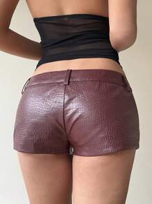 Aloruh 女式性感复古图案 PU 皮革超短迷你裙