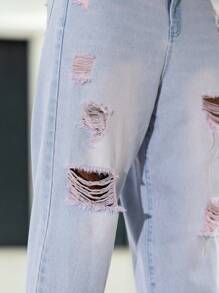 Manfinity EMRG 男士破洞水洗宽松牛仔裤，街头时尚风格