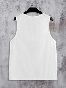 Manfinity Homme Men's Casual Retro Floral Print V-Neck Tank Top - White - View 2