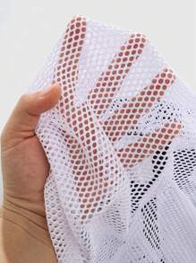 ROMWE MEN Prep Men's Mesh Jersey Checkerboard Pattern Shorts, 2-In-1 Look, Spring/Summer Vacation - White - View 3