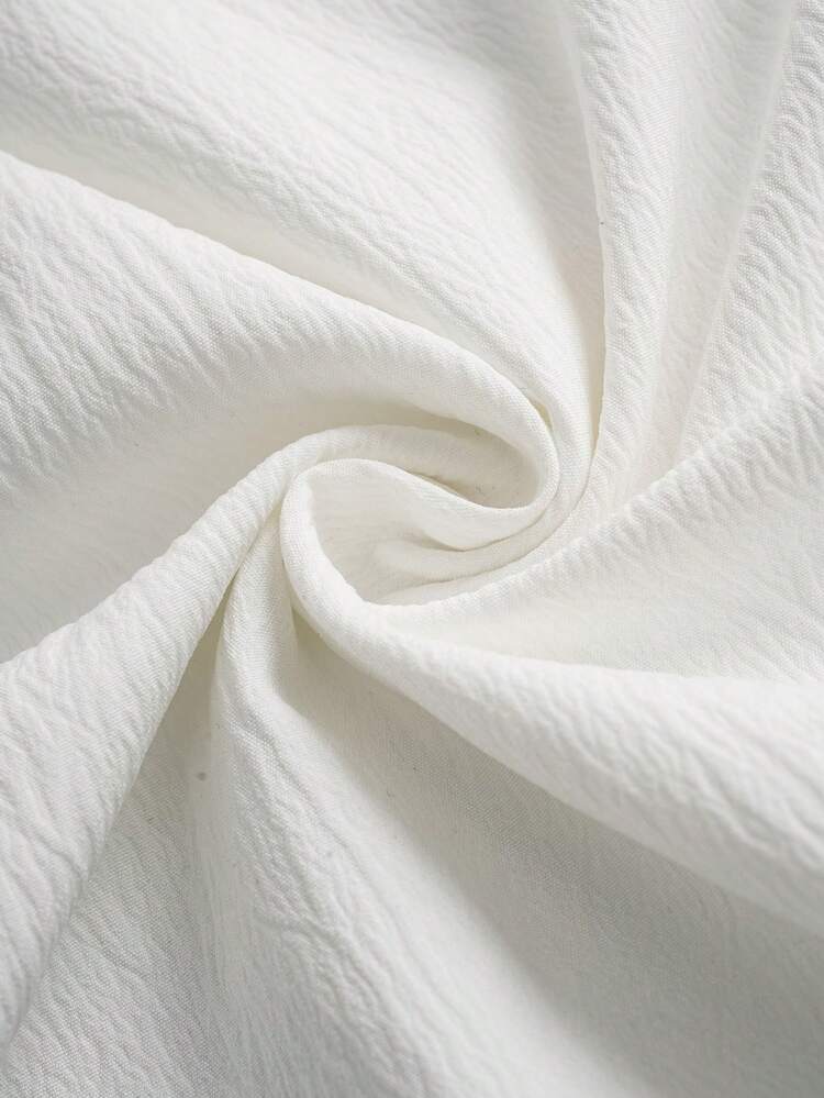 Plus Size Women's Country Resort White Round Neck Spliced ​​Ruffle Flower Printed Puff Sleeve Blouse, Spring For Women Summer For Women