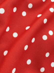 Soleia 2 件女士波尔卡圆点印花荷叶边吊带比基尼套装，带装饰蝴蝶结，海滩度假，情人节，女士泳衣，情人节服装，女士度假装，女士沙滩装