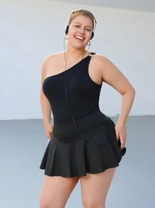 SHEIN EZwear 大码黑色金属扣紧身衣 - 黑色 - 查看 5