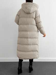 EURMUSE Long Padded Coat Keeping Warm With Big Two Pockets - Beige - View 2