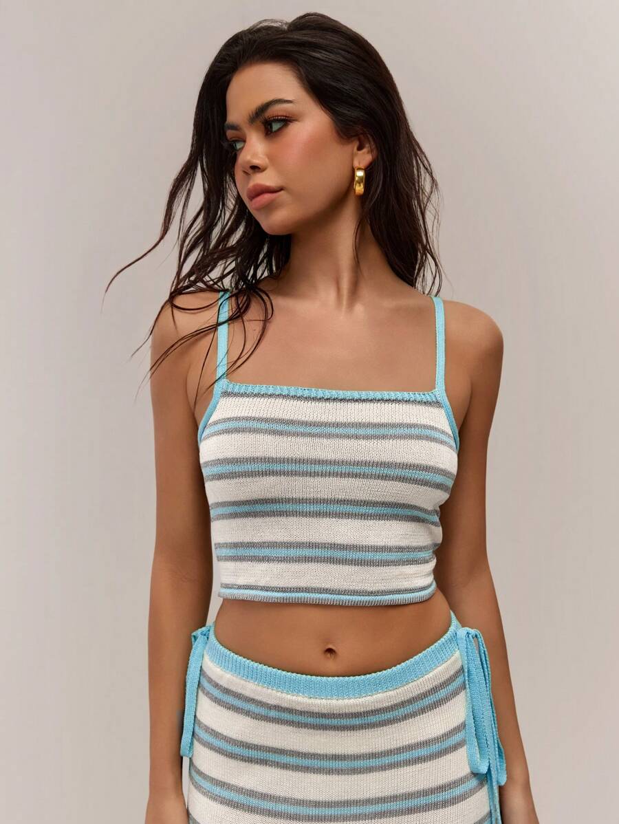 Forever 21 Women's Striped Cropped Casual Camisole - Multicolor - View 1