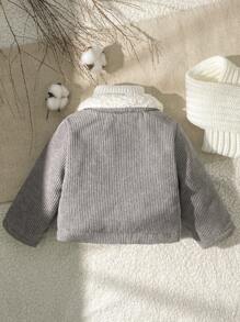 SHEIN Vintaside Kids 男婴休闲简约厚绒衬里长袖夹克，冬季 - 灰色 - 查看 2