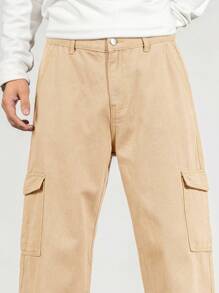 Manfinity EMRG Loose Fit Men's Solid Color Denim Jeans With Pockets