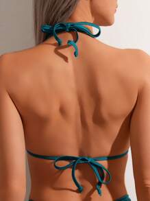 SHEIN Swim Summer Simple Stylish Casual Everyday Bikini Set - Green - View 5