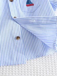 Cozy Pixies 2pcs Infant/Baby Boy Set - Sailboat Print Colorful Striped Collared Long Sleeve Cardigan And Overalls - Multicolor - View 7