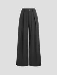 Sweetra Women Vintage Elegant Jacquard Crinkle Pleated Wide Leg Pants,Autumn/Winter Fall Cloth For Women