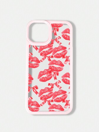 Fairycore 1 Stück iPhone Hülle mit Lippen Muster in Rosa, kompatibel mit iPhone 11 12 13 14 15 Pro Max 16