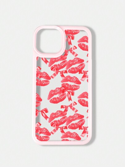 Fairycore 1 pièce Étui pour iPhone avec motif de lèvres rose, compatible avec les iPhone 11, 12, 13, 14, 15 Pro Max 16