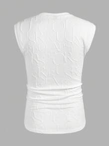 Manfinity RelaxMax Men's Letter Jacquard Pattern Casual Crew Neck Top - Beige - View 4