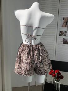 Comfortcana 豹紋無背女式無肩無袖連體褲 - 彩色 - 查看 2