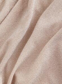 SHEIN MOD Plus Size Apricot Plunging Neckline Fitted High Slit Dress, Plus Size Formal Gown.Party Dress - Apricot - View 4