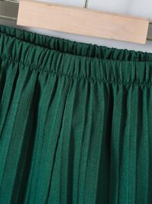 2pcs Young Girl Solid Splice Round Neck Long Sleeve Simple Top And Pants Set - Dark Green - View 8